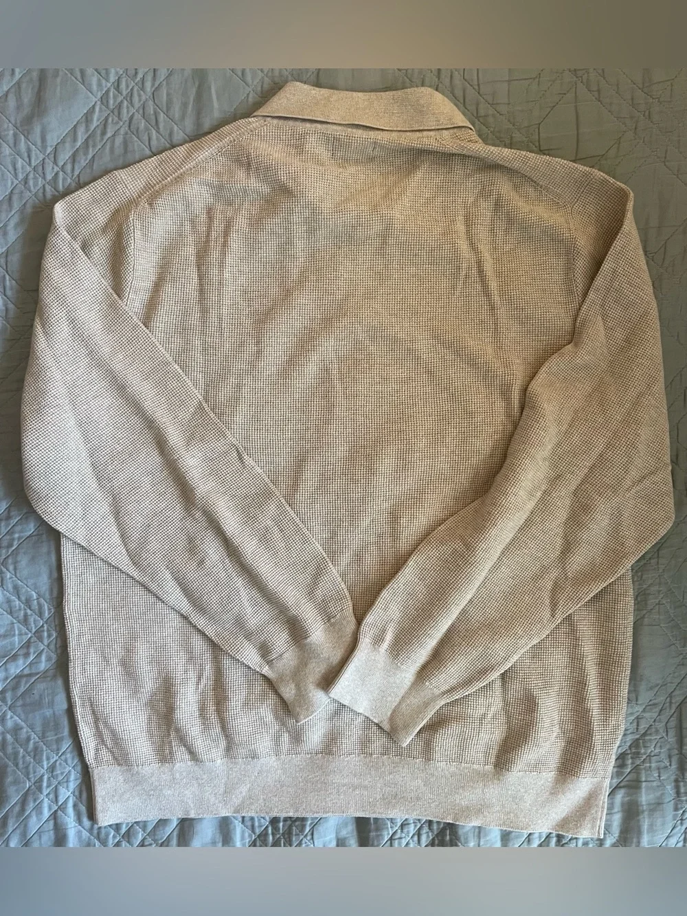 J. CREW Cotton waffle johnny-collar sweater-polo in Heather Stone L NWD $115